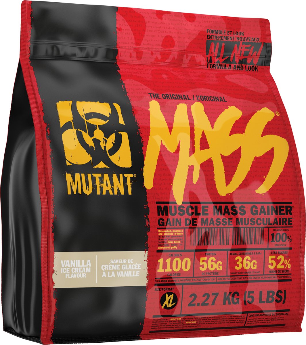 Goedkoopste Mutant Mass - Muscle Mass Gainer - Weight Gainer / Mass Gainer - Vanilla Ice Cream - 2200 gram (8 Shakes