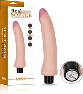 Lovetoy - grote realistische vibrator - 9.0 inch softee - beige - 23 cm - dikte 3,8 cm