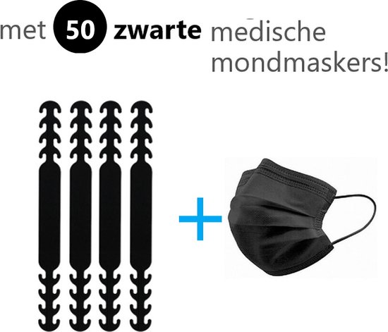 Clips pour masque buccal Set de 4 pièces - pour éviter les maux d'oreille - clip pour masque buccal - masque buccal à sangle - masque buccal à bande - pièce de protection pour masque buccal - réglable - extension masque buccal - support masque buccal