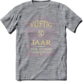 50 Jaar Legendarisch Gerijpt T-Shirt | Oud Roze - Ivoor | Grappig Verjaardag en Feest Cadeau Shirt | Dames - Heren - Unisex | Tshirt Kleding Kado | - Donker Grijs - Gemaleerd - S