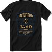100 Jaar Legendarisch Gerijpt T-Shirt | Royal Blue - Ivoor | Grappig Verjaardag en Feest Cadeau Shirt | Dames - Heren - Unisex | Tshirt Kleding Kado | - Zwart - M