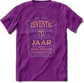 70 Jaar Legendarisch Gerijpt T-Shirt | Sky Blue - Ivoor | Grappig Verjaardag en Feest Cadeau Shirt | Dames - Heren - Unisex | Tshirt Kleding Kado | - Paars - S