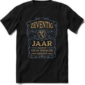 70 Jaar Legendarisch Gerijpt T-Shirt | Sky Blue - Ivoor | Grappig Verjaardag en Feest Cadeau Shirt | Dames - Heren - Unisex | Tshirt Kleding Kado | - Zwart - M