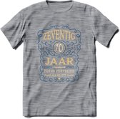 70 Jaar Legendarisch Gerijpt T-Shirt | Royal Blue - Ivoor | Grappig Verjaardag en Feest Cadeau Shirt | Dames - Heren - Unisex | Tshirt Kleding Kado | - Donker Grijs - Gemaleerd - S