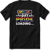 Gay Pride Loading T-Shirt | Grappig LHBTIQ+ / LGBTQ / Gay / Homo / Lesbi Cadeau Shirt | Dames - Heren - Unisex | Tshirt Kleding Kado | - Zwart - 3XL
