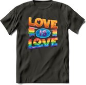 Love Is Love | Pride T-Shirt | Grappig LHBTIQ+ / LGBTQ / Gay / Homo / Lesbi Cadeau Shirt | Dames - Heren - Unisex | Tshirt Kleding Kado | - Donker Grijs - S
