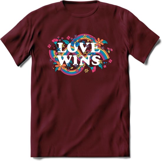 Foto: Love wins pride t shirt grappig lhbtiq lgbtq gay homo lesbi cadeau shirt dames heren unisex tshirt kleding kado burgundy s