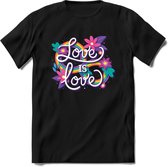 Love Is Love | Pride T-Shirt | Grappig LHBTIQ+ / LGBTQ / Gay / Homo / Lesbi Cadeau Shirt | Dames - Heren - Unisex | Tshirt Kleding Kado | - Zwart - L