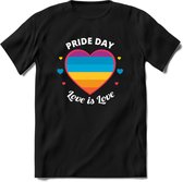 Love Is Love | Pride T-Shirt | Grappig LHBTIQ+ / LGBTQ / Gay / Homo / Lesbi Cadeau Shirt | Dames - Heren - Unisex | Tshirt Kleding Kado | - Zwart - M