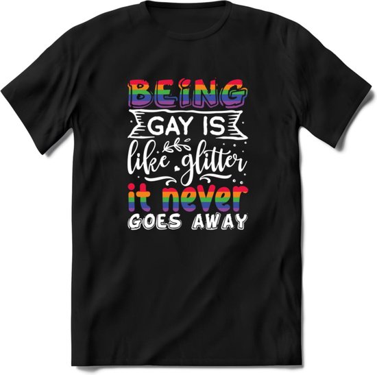 Foto: Gay glitter pride t shirt grappig lhbtiq lgbtq gay homo lesbi cadeau shirt dames heren unisex tshirt kleding kado zwart m