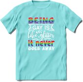 Gay Glitter | Pride T-Shirt | Grappig LHBTIQ+ / LGBTQ / Gay / Homo / Lesbi Cadeau Shirt | Dames - Heren - Unisex | Tshirt Kleding Kado | - Licht Blauw - XXL