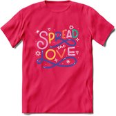 Spread Love | Pride T-Shirt | Grappig LHBTIQ+ / LGBTQ / Gay / Homo / Lesbi Cadeau Shirt | Dames - Heren - Unisex | Tshirt Kleding Kado | - Roze - XL