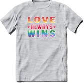 Love Wins | Pride T-Shirt | Grappig LHBTIQ+ / LGBTQ / Gay / Homo / Lesbi Cadeau Shirt | Dames - Heren - Unisex | Tshirt Kleding Kado | - Licht Grijs - Gemaleerd - 3XL