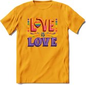 Love Is Love | Pride T-Shirt | Grappig LHBTIQ+ / LGBTQ / Gay / Homo / Lesbi Cadeau Shirt | Dames - Heren - Unisex | Tshirt Kleding Kado | - Geel - XL