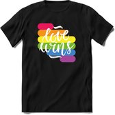 Love Wins | Pride T-Shirt | Grappig LHBTIQ+ / LGBTQ / Gay / Homo / Lesbi Cadeau Shirt | Dames - Heren - Unisex | Tshirt Kleding Kado | - Zwart - M