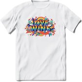 Love Wins | Pride T-Shirt | Grappig LHBTIQ+ / LGBTQ / Gay / Homo / Lesbi Cadeau Shirt | Dames - Heren - Unisex | Tshirt Kleding Kado | - Wit - XXL