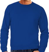 Blauwe sweater / sweatshirt trui met raglan mouwen en ronde hals voor heren - blauw - basic sweaters XL (EU 54)