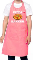 Pizzabakker keukenschort roze voor jongens en meisjes - Pizza bakker schort/ keukenschort - Bakken met kinderen