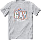 Gay | Pride T-Shirt | Grappig LHBTIQ+ / LGBTQ / Gay / Homo / Lesbi Cadeau Shirt | Dames - Heren - Unisex | Tshirt Kleding Kado | - Licht Grijs - Gemaleerd - M
