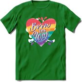 Born This Way | Pride T-Shirt | Grappig LHBTIQ+ / LGBTQ / Gay / Homo / Lesbi Cadeau Shirt | Dames - Heren - Unisex | Tshirt Kleding Kado | - Donker Groen - S
