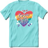 Born This Way | Pride T-Shirt | Grappig LHBTIQ+ / LGBTQ / Gay / Homo / Lesbi Cadeau Shirt | Dames - Heren - Unisex | Tshirt Kleding Kado | - Licht Blauw - XXL