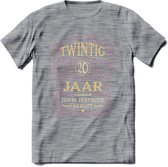 20 Jaar Legendarisch Gerijpt T-Shirt | Oud Roze - Ivoor | Grappig Verjaardag en Feest Cadeau Shirt | Dames - Heren - Unisex | Tshirt Kleding Kado | - Donker Grijs - Gemaleerd - S