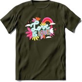 Love is Love | Pride T-Shirt | Grappig LHBTIQ+ / LGBTQ / Gay / Homo / Lesbi Cadeau Shirt | Dames - Heren - Unisex | Tshirt Kleding Kado | - Leger Groen - S