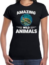 T-shirt schildpad - zwart - dames - amazing wild animals - cadeau shirt schildpad / schildpadden liefhebber 2XL