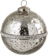 J-line Kerstbal Diamant Glas Zilver Large