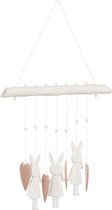 J-Line Bel Hangend Konijn Keramiek Wit/Lichtbruin