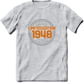 1948 Limited Edition Ring T-Shirt | Zilver - Goud | Grappig Verjaardag en Feest Cadeau Shirt | Dames - Heren - Unisex | Tshirt Kleding Kado | - Licht Grijs - Gemaleerd - XL