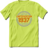 1937 Limited Edition Ring T-Shirt | Zilver - Goud | Grappig Verjaardag en Feest Cadeau Shirt | Dames - Heren - Unisex | Tshirt Kleding Kado | - Groen - XXL