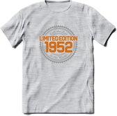 1952 Limited Edition Ring T-Shirt | Zilver - Goud | Grappig Verjaardag en Feest Cadeau Shirt | Dames - Heren - Unisex | Tshirt Kleding Kado | - Licht Grijs - Gemaleerd - XL