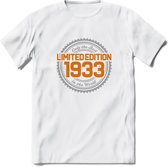 1933 Limited Edition Ring T-Shirt | Zilver - Goud | Grappig Verjaardag en Feest Cadeau Shirt | Dames - Heren - Unisex | Tshirt Kleding Kado | - Wit - S
