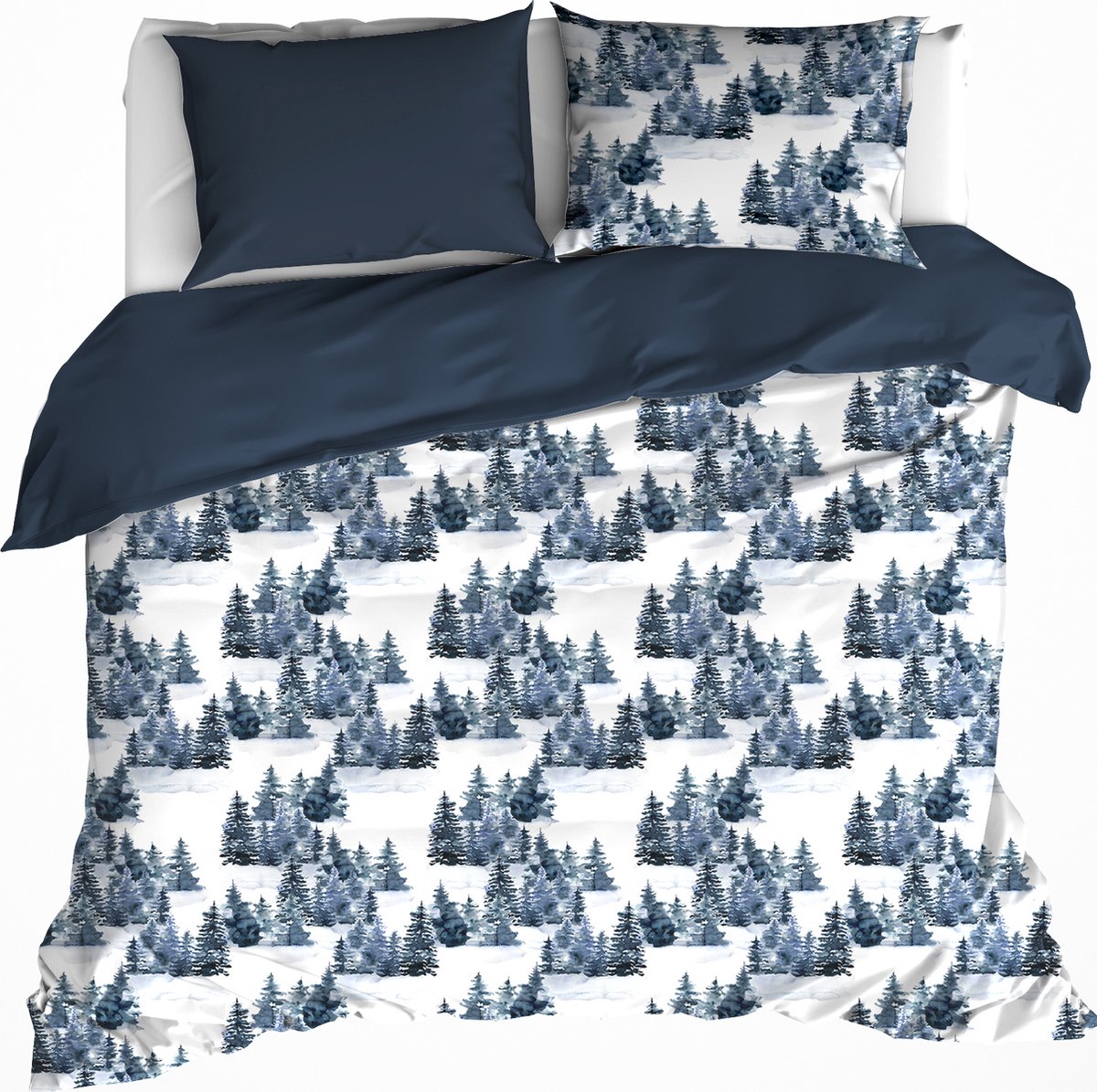 De Witte Lietaer Dekbedovertrek North Eclipse Blue - Hotelmaat - Katoen Flanel Blauw