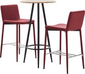 Decoways - 3-delige Barset kunstleer wijnrood