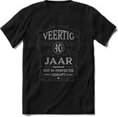 40 Jaar Legendarisch Gerijpt T-Shirt | Donkergrijs - Grijs | Grappig Verjaardag en Feest Cadeau Shirt | Dames - Heren - Unisex | Tshirt Kleding Kado | - Zwart - M