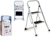 Vouwladder - Keukentrap met 2 treden - Ladder met 2 treden - Huishoudtrap - Huishoudartikelen - Metalen Trap - Klustrap