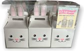 Bunny Giftboxes - Met happy easter label en roze pompom - Pasen geschenkdoos