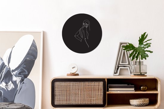 Illustration femme puissante sur fond noir Cercle mural plaque plastique ⌀ 30 cm - impression photo sur cercle mural / cercle vivant (décoration murale)