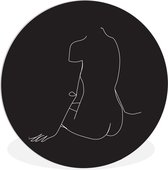 Illustration d'une femme assise sur fond noir Assiette en plastique cercle mural ⌀ 30 cm - impression photo sur cercle mural / cercle vivant (décoration murale)