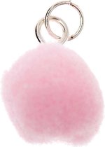 Pompon voor sieraden of decoratie 12mm Rose met zilverkleurig oog