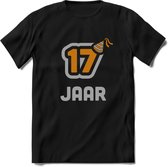 17 Jaar Feest T-Shirt | Goud - Zilver | Grappig Verjaardag Cadeau Shirt | Dames - Heren - Unisex | Tshirt Kleding Kado | - Zwart - XL