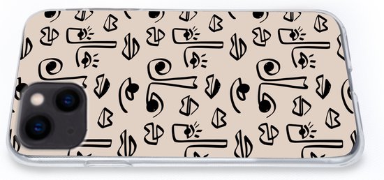 Telefoonhoesje Geschikt voor iPhone 13 mini hoesje - Patronen - Lippen - Line art - Siliconen Telefoonhoesje Telefoonhoesje