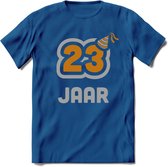 23 Jaar Feest T-Shirt | Goud - Zilver | Grappig Verjaardag Cadeau Shirt | Dames - Heren - Unisex | Tshirt Kleding Kado | - Donker Blauw - M