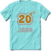 20 Jaar Feest T-Shirt | Goud - Zilver | Grappig Verjaardag Cadeau Shirt | Dames - Heren - Unisex | Tshirt Kleding Kado | - Licht Blauw - M