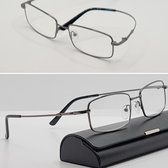 Montuurloze titanium unisex leesbril +1,0 zilver kleur / Lichtgewicht Lezers Brillen/ bril op sterkte +1.0 / rimless glasses / bril met koker en doekje / dames en heren leesbril /