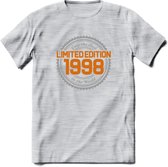 1998 Limited Edition Ring T-Shirt | Zilver - Goud | Grappig Verjaardag en Feest Cadeau Shirt | Dames - Heren - Unisex | Tshirt Kleding Kado | - Licht Grijs - Gemaleerd - M