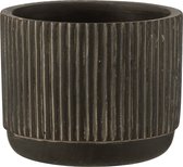 J-Line Bloempot Lijn Keramiek Zwart/Bruin Small Set van 6 stuks