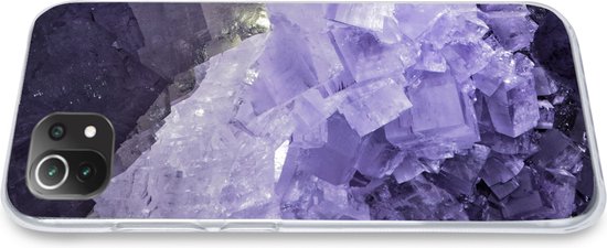 Coque Xiaomi 11T - Natuursteen - Violet - Cristaux - Coque en Siliconen
